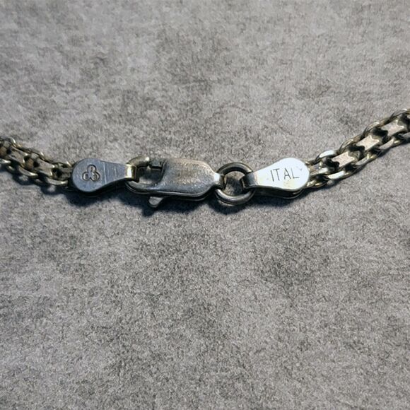 Pretty Vintage c1990 IBB .925 Sterling Silver 8" Diamond Cut Box Link Bracelet - Picture 4 of 5